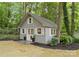 Exterior view of a charming outbuilding, surrounded by lush landscaping at 2009 Edgewater Dr, Charlotte, NC 28210