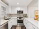 Well-lit kitchen with stainless steel appliances, white countertops and brick backsplash at 2719 Selwyn Ave # 20, Charlotte, NC 28209