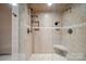 The tiled shower features glass doors, mosaic flooring, and multiple shower heads at 3165 Laurel Ridge Nw Rd, Hickory, NC 28601