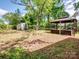 Expansive backyard with gazebo, storage shed, mature trees, and plenty of space for outdoor activities at 500 Colony Acres Dr, Charlotte, NC 28217