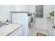 Bright laundry room with modern washer and dryer, granite countertops, sink and natural light at 809 Verney Ln, Charlotte, NC 28226