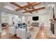 Spacious living room featuring coffered ceilings, hardwood floors, and stylish decor at 809 Verney Ln, Charlotte, NC 28226