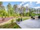 Spacious backyard with new construction home with white fencing, landscaping, and fire pit at 112 Tanner Loop, Troutman, NC 28166
