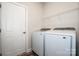 Laundry room featuring modern white washer and dryer at 112 Tanner Loop, Troutman, NC 28166