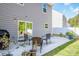 View of backyard patio with grill, table and chairs, and gray siding at 112 Tanner Loop, Troutman, NC 28166