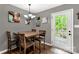 Cozy dining area features hardwood floors, modern lighting, and unique cow artwork, perfect for Gathering meals at 522 Kittiewake Ln, Clover, SC 29710