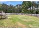 Fenced-in backyard, surrounded by mature trees, providing privacy, with plenty of space for recreation and relaxation at 5528 Little Mountain Rd, Gastonia, NC 28056