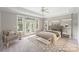 Bright bedroom with tray ceilings, sitting area, and private access to a balcony at 5940 Four Wood Dr, Matthews, NC 28104
