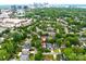 Aerial view featuring the home's location, proximity to downtown, lush trees and greenery at 601 Dorothy Dr, Charlotte, NC 28203