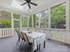 Screened porch with a table and seating, offering an outdoor dining space at 601 Dorothy Dr, Charlotte, NC 28203