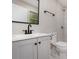 Stylishly updated bathroom with a sleek vanity, modern fixtures, and a tiled shower at 1141 Carolina Cir, Statesville, NC 28677
