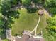 Stunning aerial view showcasing a lush lawn, gazebo, and meticulously landscaped grounds at 1655 Buckland Ct, Indian Land, SC 29707