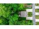 Bird's eye view showcases the property's roof, driveway, backyard garden, and surrounding lush greenery at 1735 15Th Street Ne Pl, Hickory, NC 28601