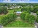 Overhead view of a community pool amidst tree-lined streets and lush landscaping at 2218 Legacy Oak Dr, Waxhaw, NC 28173
