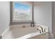 Bright bathroom featuring a soaking tub beneath a window with backyard views at 2489 Highway 161 S Hwy, York, SC 29745