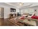 Bright living room featuring wood floors, tv, lots of natural light, a ceiling fan and neutral furniture at 2489 Highway 161 S Hwy, York, SC 29745