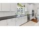 Bright kitchen with white cabinets and stainless steel appliances, featuring a view from the window over the sink at 3101 Auburn Ave, Charlotte, NC 28209