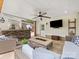 Stylish patio with stone bar, TV, ceiling fan, and comfortable wicker seating at 3101 Auburn Ave, Charlotte, NC 28209