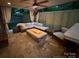 Covered patio with cozy seating and stone firepit for evening relaxation at 3101 Auburn Ave, Charlotte, NC 28209