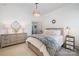 Inviting bedroom featuring a queen-size bed, bedside tables, and a decorative woven pendant light at 376 Sensibility Cir # 8, Fort Mill, SC 29708