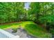 Expansive backyard with lush lawn and mature trees offers a private outdoor retreat at 4033 Weddington Manor Ct, Matthews, NC 28104