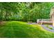 Lush green backyard featuring a fire pit and plenty of space for activities at 4033 Weddington Manor Ct, Matthews, NC 28104