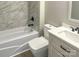 Bathroom with a tiled shower and tub combo, toilet, and a single sink vanity at 4049 Fincher Rd # 3, Matthews, NC 28104