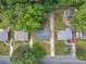 Aerial shot showcases a neighborhood with houses, driveways, and a canopy of lush trees above at 4553 Morgan St, Charlotte, NC 28208