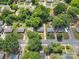 An aerial view of homes in a mature residential neighborhood showing tree coverage, street view, and neighborhood setting at 4553 Morgan St, Charlotte, NC 28208