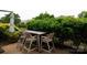 Outdoor patio with dining table and lush landscaping for a private backyard space at 52538 Winchester St, Fort Mill, SC 29707