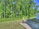 Outdoor patio offers a peaceful view of the private, wooded backyard at 6037 Guildford Hill Ln, Charlotte, NC 28215