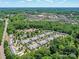 A serene neighborhood with lush trees and well-maintained townhomes from an aerial view at 10727 Ryan Courtney Sq, Mint Hill, NC 28227