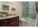 Bathroom featuring granite vanity, integrated bidet, and tiled shower/tub combo at 1260 Piccadilly Dr, Charlotte, NC 28211