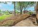 The backyard is mostly dirt and is surrounded by trees and other houses at 1521 19Th Sw St, Hickory, NC 28602