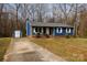 Charming blue house with a shed and long driveway in a wooded neighborhood at 1757 Ashcroft Ln, Rock Hill, SC 29732