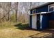 The blue shed is located in the back yard of the home at 1757 Ashcroft Ln, Rock Hill, SC 29732