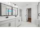 Modern bathroom with a double sink vanity, sleek black fixtures, and a shower, offering style and functionality at 2176 Millennium Dr # 093, Lancaster, SC 29720