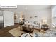 Bright living room with neutral tones, wood-look flooring, area rug, and lots of natural light at 2917 Penninger Cir, Charlotte, NC 28262