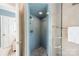 Modern tiled shower with glass door at 532 Courtney Ln, Matthews, NC 28105