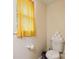 Neutral bathroom design showing a toilet and yellow curtains providing warm light to the space at 712 Grace Ave, Kannapolis, NC 28083