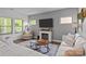 Comfortable living room featuring a fireplace, lots of seating, and great natural light at 7620 Porrera St, Charlotte, NC 28214
