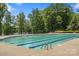 Community pool with clear water, surrounded by mature trees, offering a refreshing retreat at 7620 Porrera St, Charlotte, NC 28214