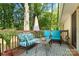 Relaxing outdoor deck with comfortable seating and overhead umbrella at 808 Sharon Dr, Waxhaw, NC 28173