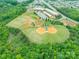 Aerial view of community park and sports fields, with baseball fields, and soccer fields at 9109 Loch Glen Way, Charlotte, NC 28278