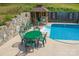 A covered gazebo and an outdoor seating area offers a perfect spot for poolside relaxation at 1009 Catawba Valley Se Blvd, Hickory, NC 28602