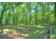 Expansive backyard featuring lush green grass and a classic wooden fence with abundant surrounding trees at 10501 Stonemede Ln, Matthews, NC 28105