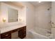 Bathroom featuring a vanity with a mirror and a shower/tub combo at 2240 Armstrong Park Dr, Gastonia, NC 28054