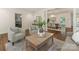 Cozy living room with hardwood floors, two accent chairs, decorative vases, and access to the dining room at 232 Perrin Pl, Charlotte, NC 28207