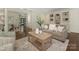 Bright living room featuring hardwood floors, a decorative fireplace, and modern furnishings at 232 Perrin Pl, Charlotte, NC 28207