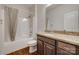 Bathroom with granite countertops, a vanity, and a shower-tub combination at 3243 Farmcrest Ct, Fort Mill, SC 29708